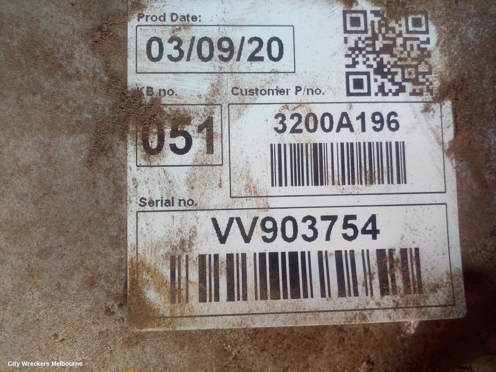 MITSUBISHI TRITON TRANS/GEARBOX, AUTO, 4WD, DIESEL, 2.4, 4N15, 6 SPEED (V6AWH TRANS CODE), W/ TRANSFER CASE, SUPER SELECT 4WD TYPE, MR, 11/2018 - 10/2023
