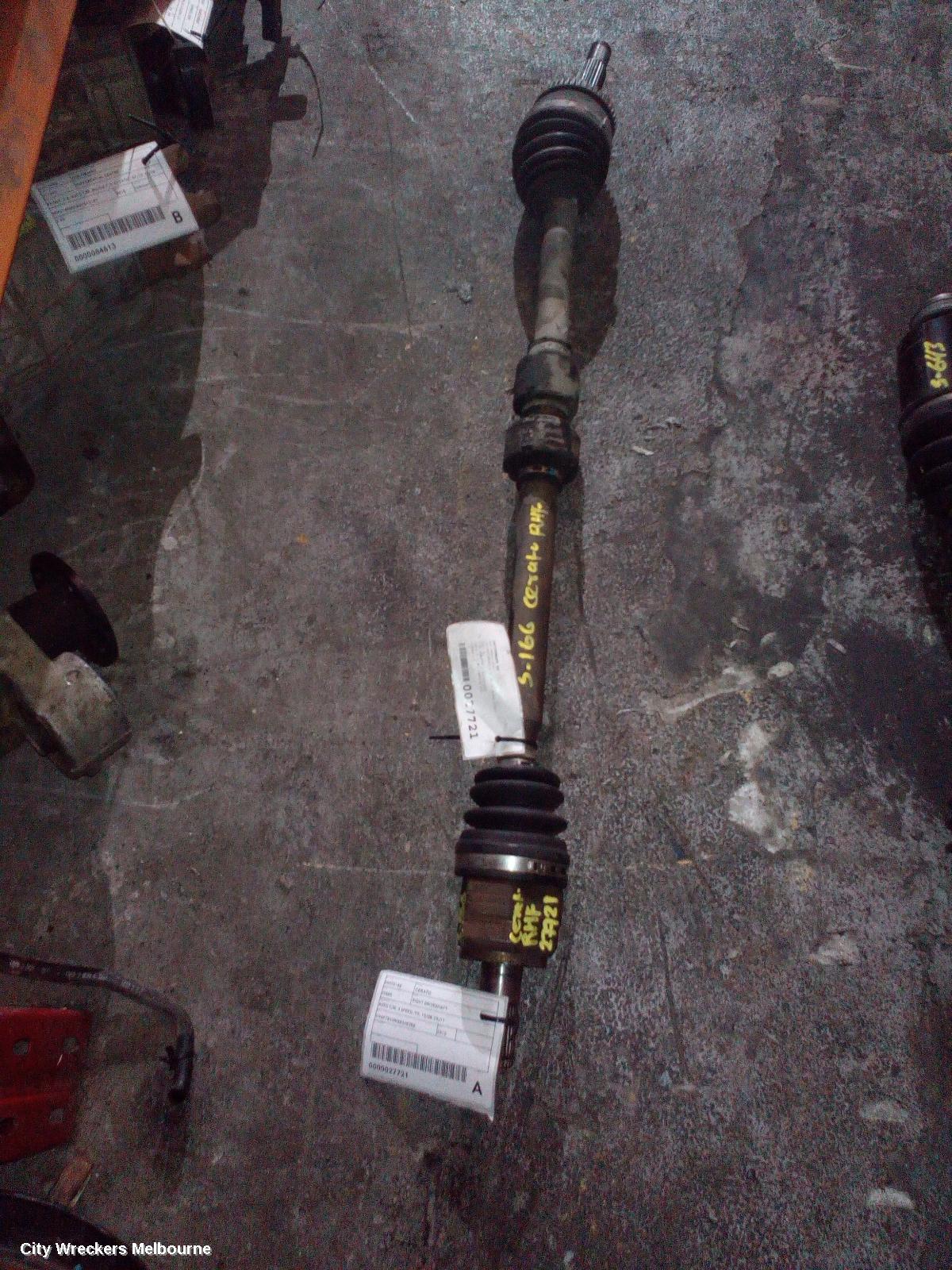 KIA CERATO RIGHT DRIVESHAFT, AUTO T/M, 4 SPEED, TD, 10/2008 - 09/2011